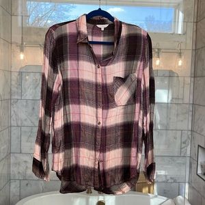 Lucky Brand women’s plaid button down shirt size L
